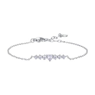 Luca Barra - Bracciale Donna - Acciaio - Cuore E Cristalli Bianchi