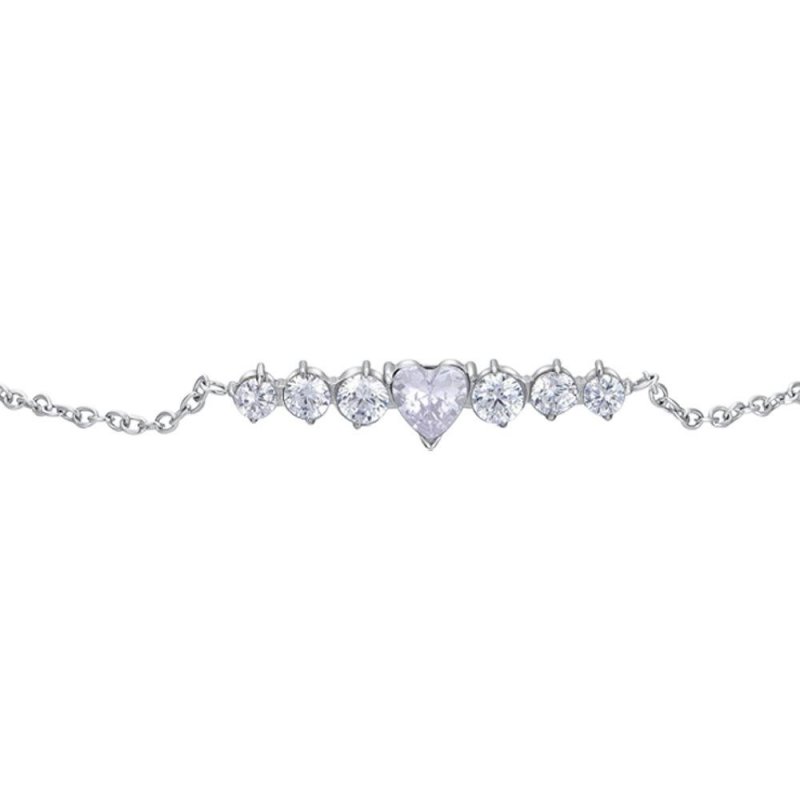 Luca Barra - Bracciale Donna - Acciaio - Cuore E Cristalli Bianchi
