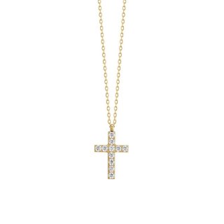 Luca Barra - Collana Donna Croce - Acciaio Ip Gold - Zirconi Bianchi