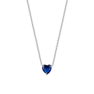 Luca Barra - Collana Donna Acciaio - Cuore Cristallo Blu