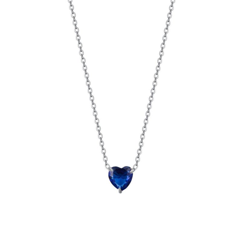 Luca Barra - Collana Donna Acciaio - Cuore Cristallo Blu
