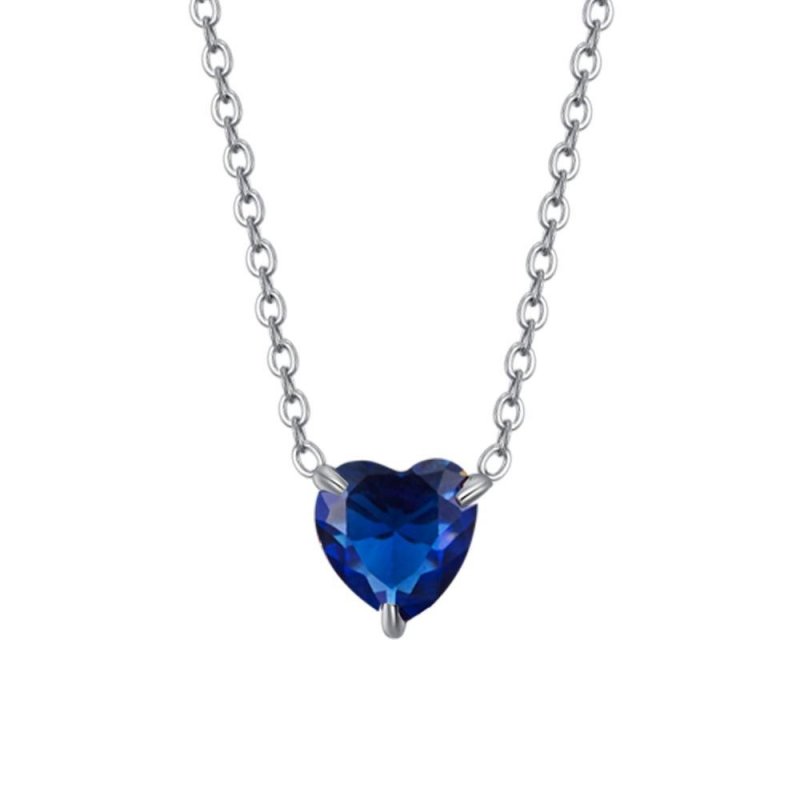 Luca Barra - Collana Donna Acciaio - Cuore Cristallo Blu