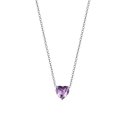 Luca Barra - Collana Donna - Acciaio - Cuore Cristallo Viola