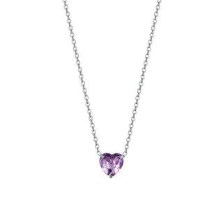 Luca Barra - Collana Donna - Acciaio - Cuore Cristallo Viola