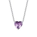 Luca Barra - Collana Donna - Acciaio - Cuore Cristallo Viola