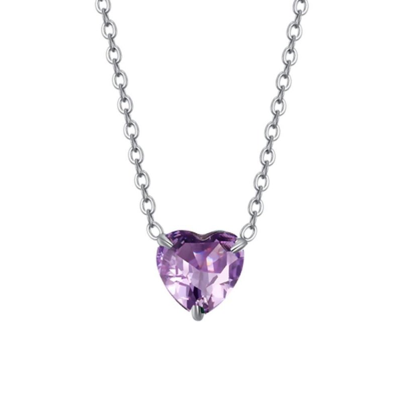 Luca Barra - Collana Donna - Acciaio - Cuore Cristallo Viola