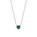 Luca Barra - Collana Donna Acciaio - Cuore Cristallo Verde