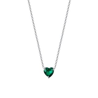 Luca Barra - Collana Donna Acciaio - Cuore Cristallo Verde