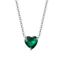 Luca Barra - Collana Donna Acciaio - Cuore Cristallo Verde