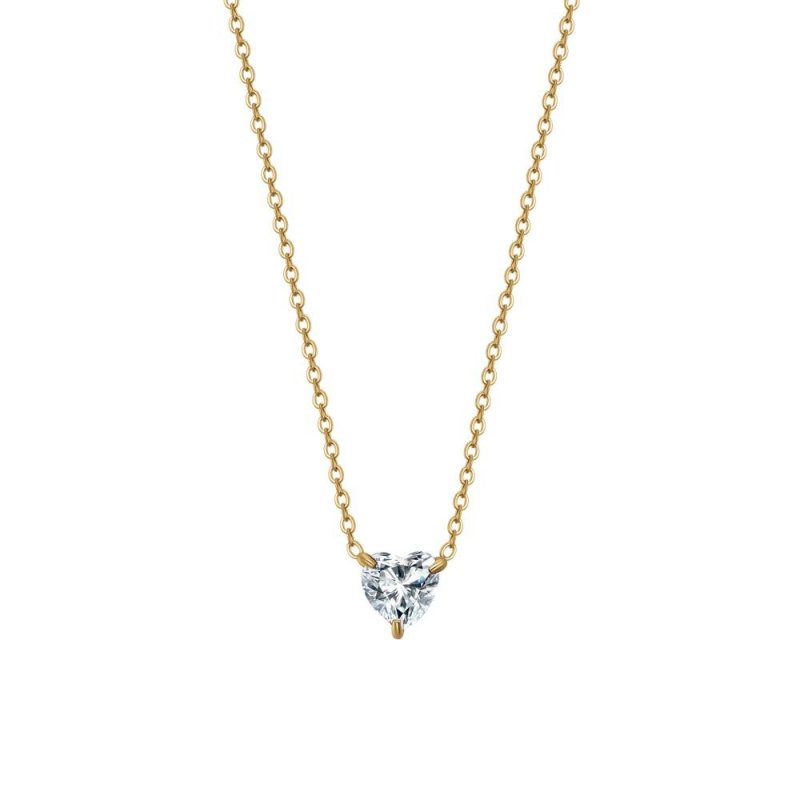 Luca Barra - Collana Donna Acciaio Ip Gold - Cuore Cristallo Bianco
