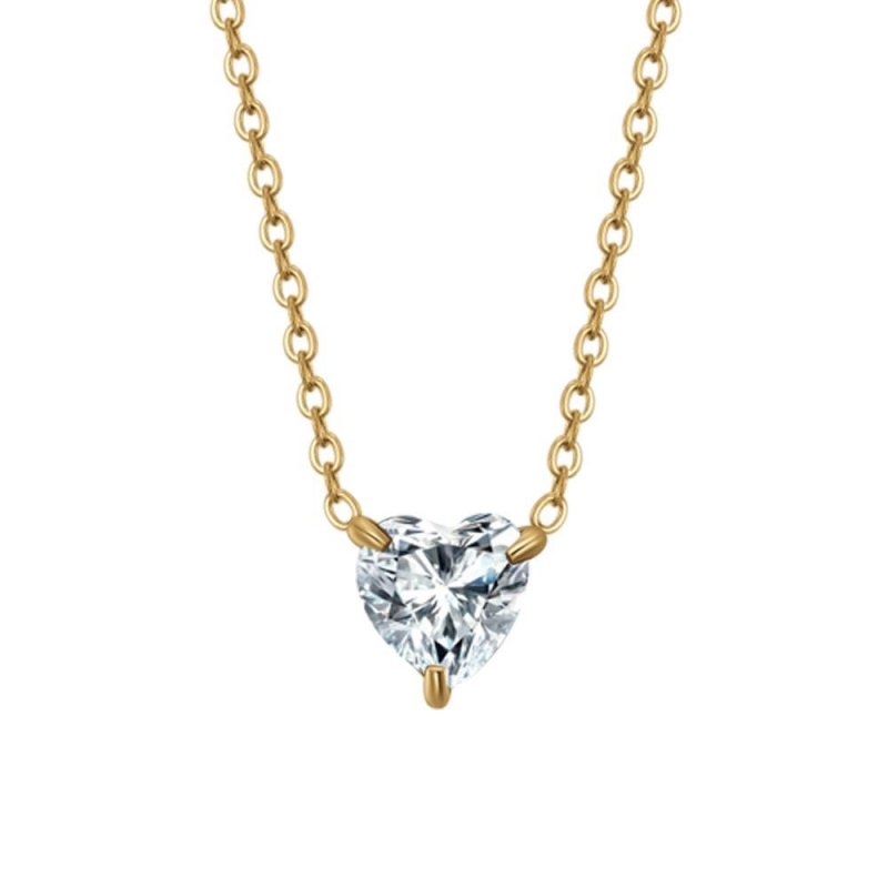 Luca Barra - Collana Donna Acciaio Ip Gold - Cuore Cristallo Bianco