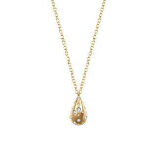 Luca Barra - Collana Donna Goccia - Acciaio Ip Gold - Cristalli Bianchi