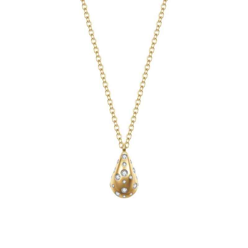 Luca Barra - Collana Donna Goccia - Acciaio Ip Gold - Cristalli Bianchi