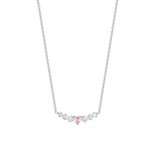 Luca Barra - Collana Donna Acciaio - Cuore Rosa - Cristalli Bianchi