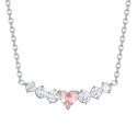 Luca Barra - Collana Donna Acciaio - Cuore Rosa - Cristalli Bianchi
