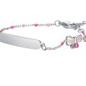Luca Barra - Bracciale Acciaio - Piastra - Fiocco Smaltato Rosa