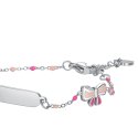 Luca Barra - Bracciale Acciaio - Piastra - Fiocco Smaltato Rosa