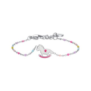 Luca Barra - Bracciale Cavallo A Dondolo - Acciaio - Smalto Rosa