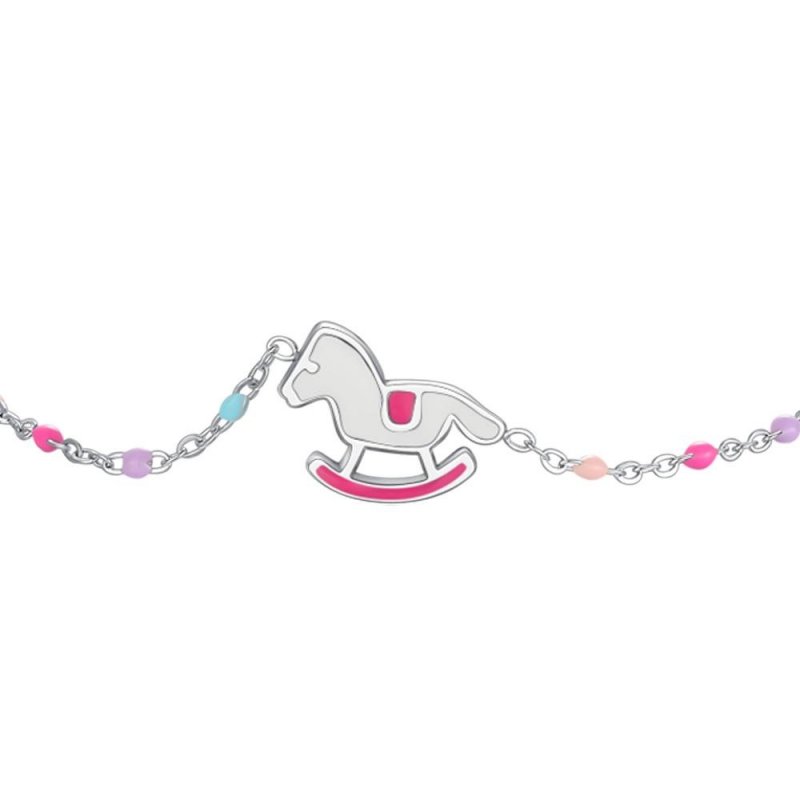 Luca Barra - Bracciale Cavallo A Dondolo - Acciaio - Smalto Rosa