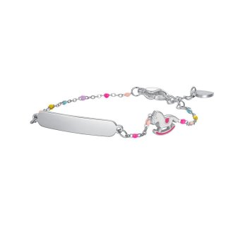 Luca Barra - Bracciale Cavallo A Dondolo - Acciaio - Smalto Rosa