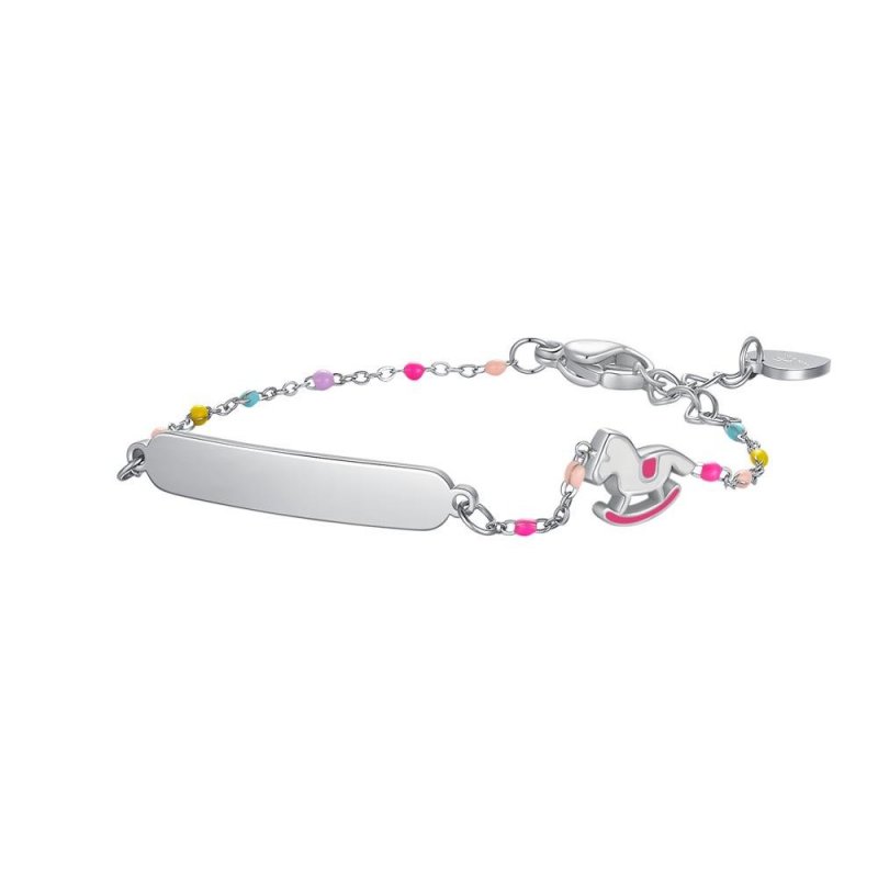 Luca Barra - Bracciale Cavallo A Dondolo - Acciaio - Smalto Rosa