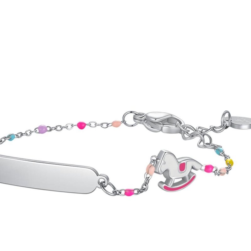 Luca Barra - Bracciale Cavallo A Dondolo - Acciaio - Smalto Rosa