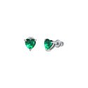 Luca Barra - Orecchini Cuore Cristallo Verde - Donna - Acciaio