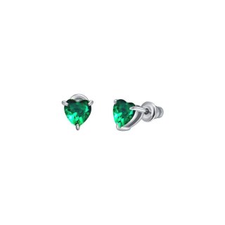 Luca Barra - Orecchini Cuore Cristallo Verde - Donna - Acciaio