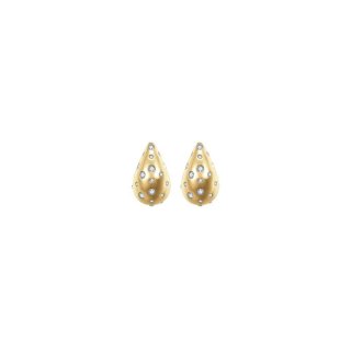Luca Barra - Orecchini Goccia Donna - Acciaio Ip Gold - Cristalli Bianchi
