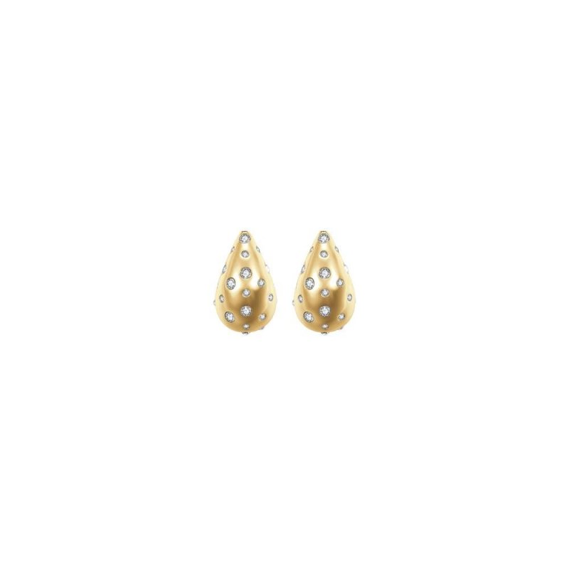 Luca Barra - Orecchini Goccia Donna - Acciaio Ip Gold - Cristalli Bianchi