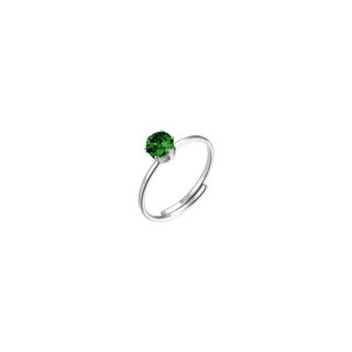Luca Barra - Anello Donna Acciaio - Zircone Verde - Regolabile