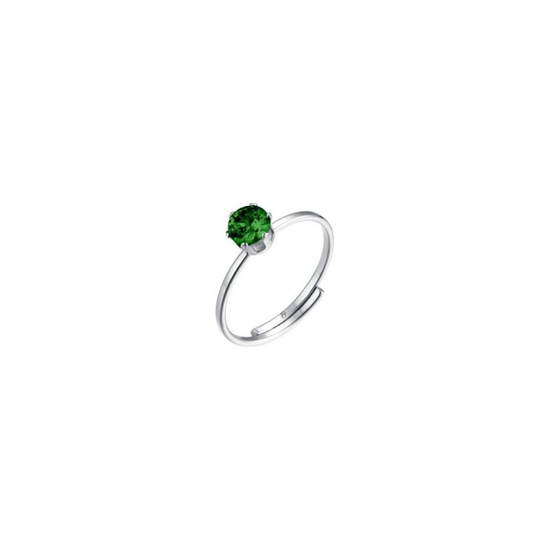 Luca Barra - Anello Donna Acciaio - Zircone Verde - Regolabile