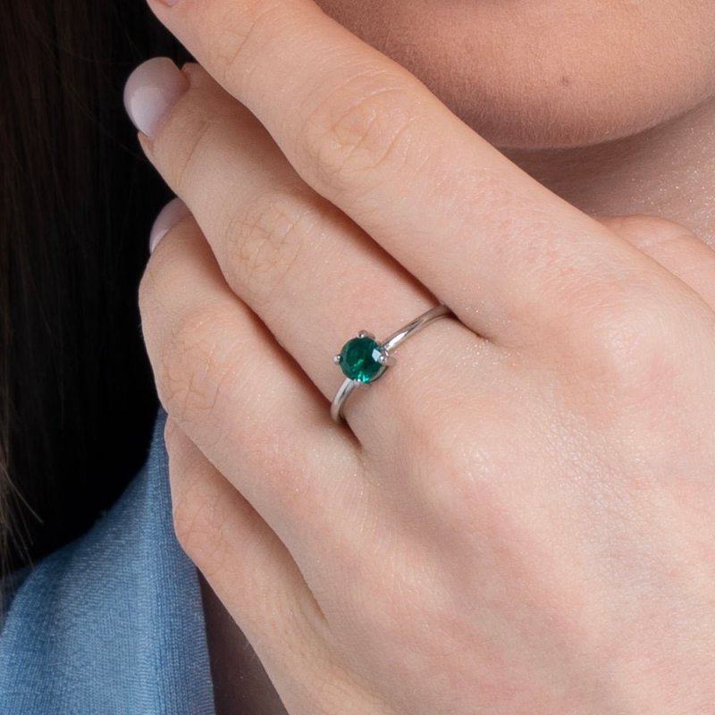 Luca Barra - Anello Donna Acciaio - Zircone Verde - Regolabile