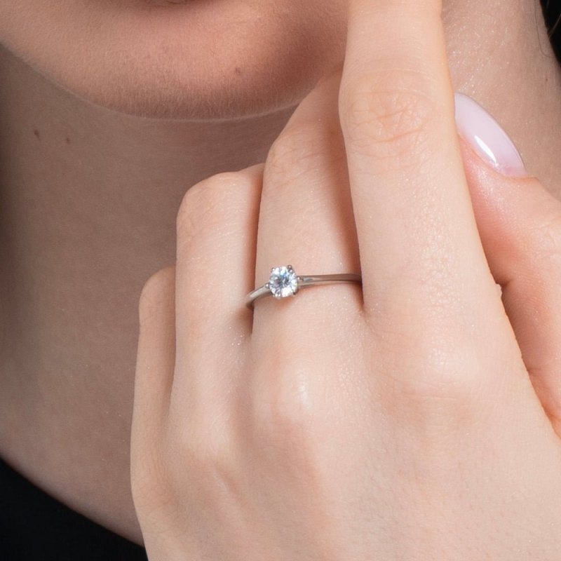 Luca Barra - Anello Donna Acciaio - Cristallo Bianco - 4.25Mm