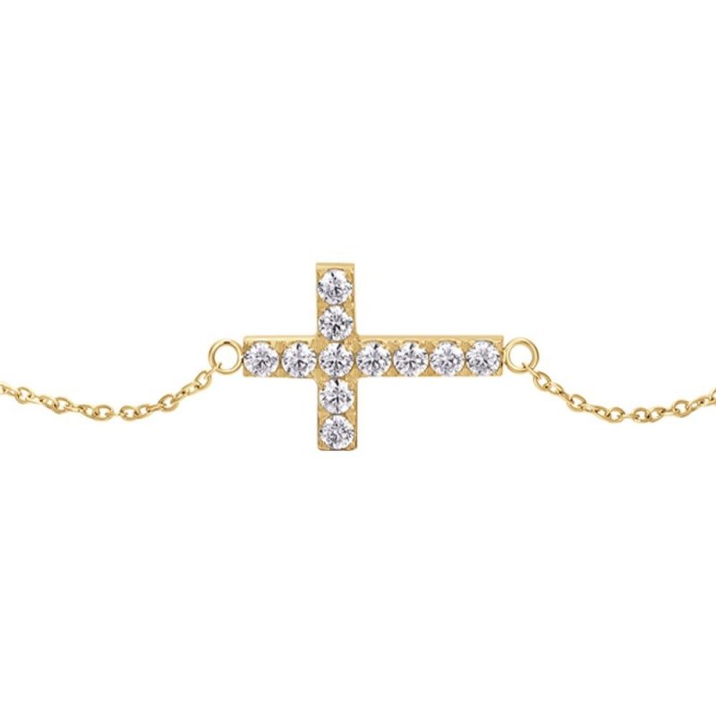 Luca Barra - Bracciale Donna - Acciaio Ip Gold - Croce E Zirconi