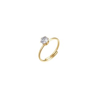 Luca Barra - Anello Donna Acciaio Ip Gold - Zircone Bianco