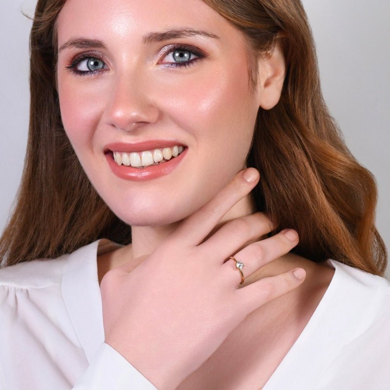 Luca Barra - Anello Donna Acciaio Ip Gold - Zircone Bianco