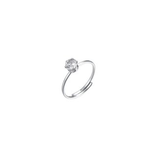 Luca Barra - Anello Donna Acciaio - Zircone Bianco - Regolabile