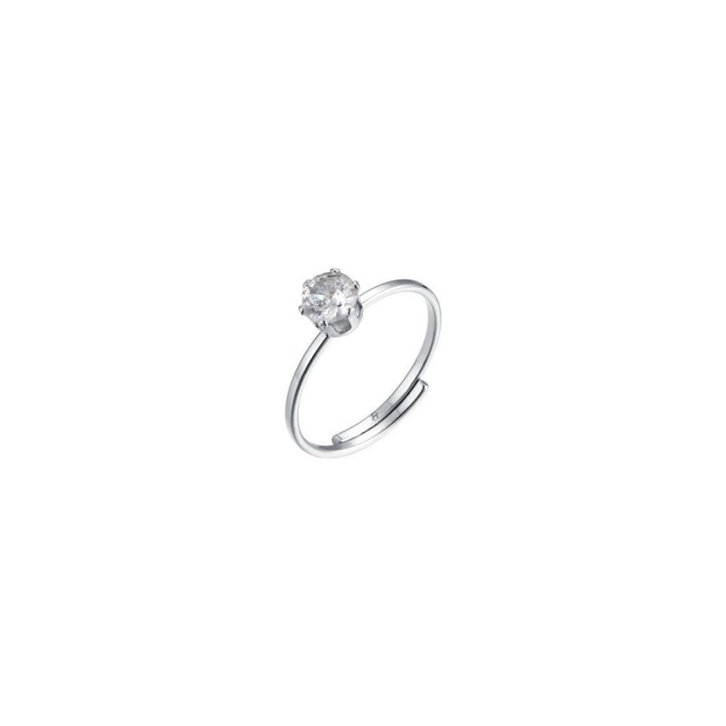 Luca Barra - Anello Donna Acciaio - Zircone Bianco - Regolabile