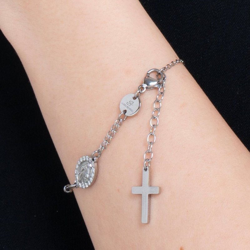 Luca Barra - Bracciale Rosario Donna - Acciaio - Sfere 3Mm