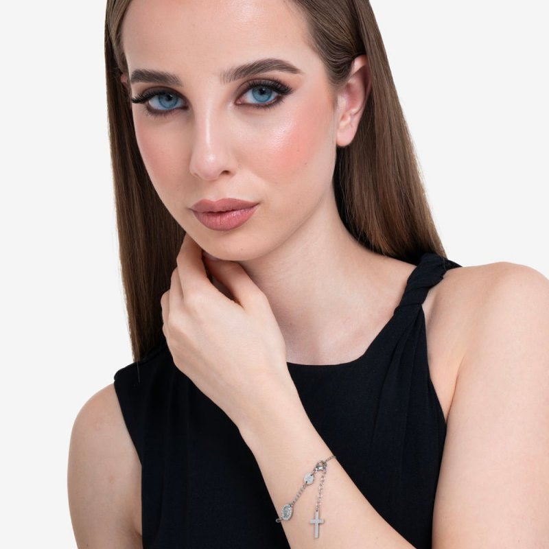 Luca Barra - Bracciale Rosario Donna - Acciaio - Sfere 3Mm