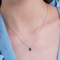 Luca Barra - Collana Donna Acciaio - Zircone Verde - 40+5Cm