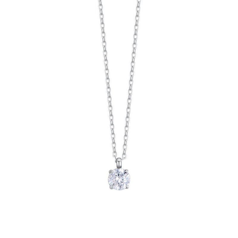 Luca Barra - Collana Donna Acciaio - Cristallo Bianco Elegante