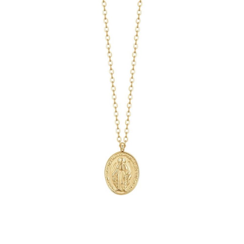Luca Barra - Collana Donna Medaglietta Madonnina - Acciaio Ip Gold