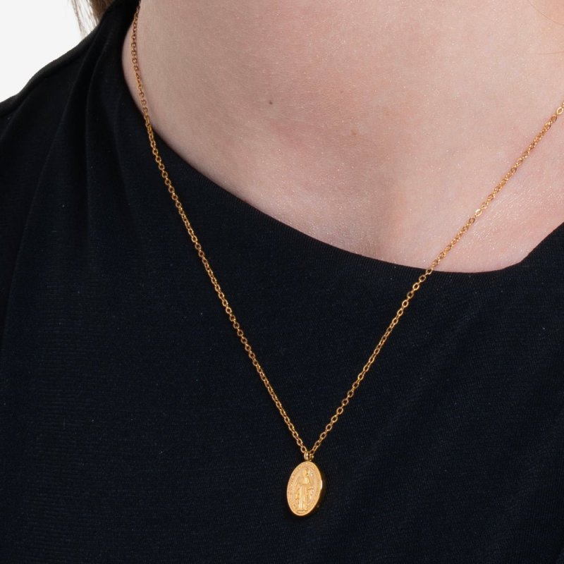 Luca Barra - Collana Donna Medaglietta Madonnina - Acciaio Ip Gold