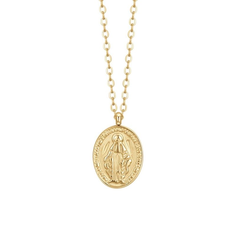 Luca Barra - Collana Donna Medaglietta Madonnina - Acciaio Ip Gold