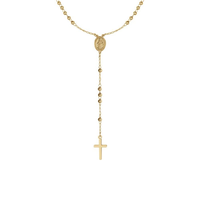 Luca Barra - Collana Rosario Donna - Acciaio Ip Gold - Sfere 3Mm