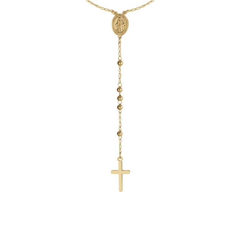 Luca Barra - Collana Rosario Donna - Acciaio Ip Gold - Sfere 3Mm