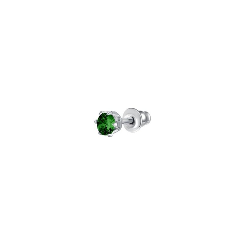 Luca Barra - Mono Orecchino Donna - Acciaio - Zircone Verde