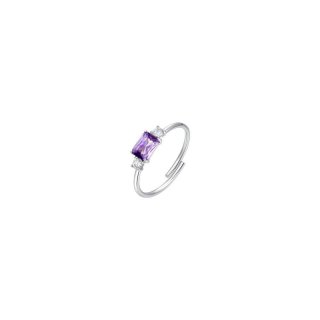 Luca Barra - Anello Donna Acciaio - Zirconi Viola E Bianchi